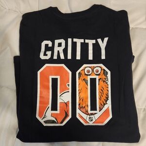 Philadelphia Flyers Gritty Short Sleeved Tee in Black, Unisex Size Large